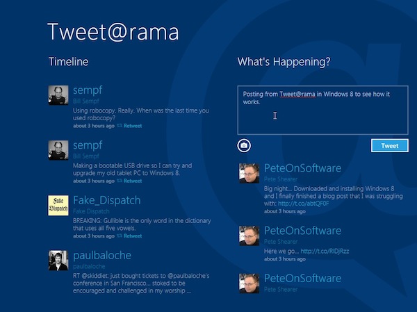 Tweet@rama, a Twitter Client on Windows 8