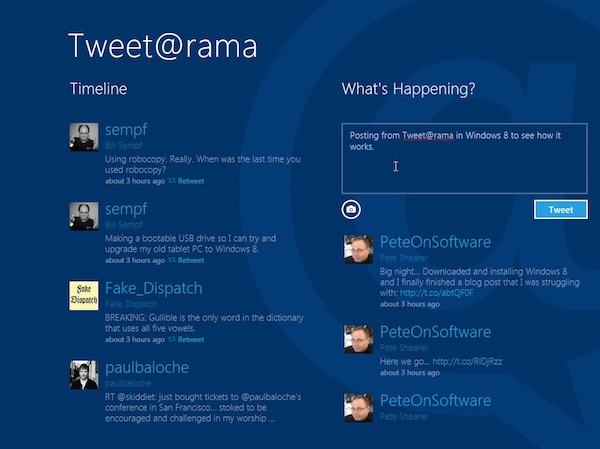 Tweet@rama, a Twitter Client on Windows 8 Tweet@rama, a Twitter Client on Windows 8
