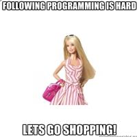 Programming is Hard, Let's go Shopping. From http://memegenerator.net/instance/30286782