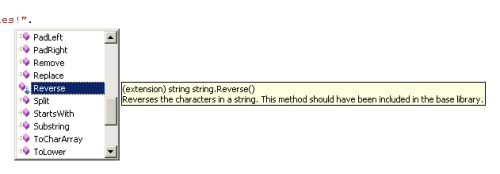 Example of the Reverse() extension method