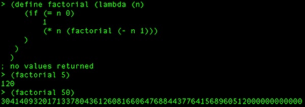 Factorial in Scheme