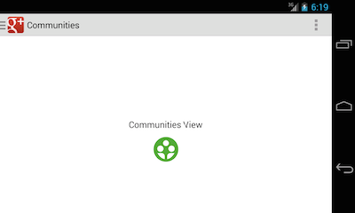 The Communities Screen in Landscape