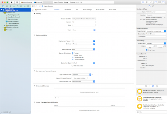 Xcode before adding WatchKit