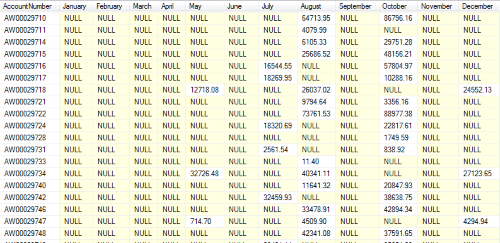 Pivoted Month Results