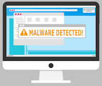 Computer showing a malware message