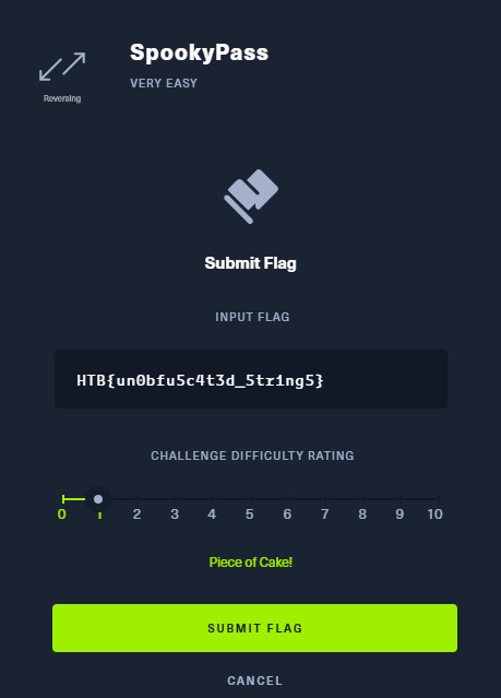 Submitting the flag at HTB