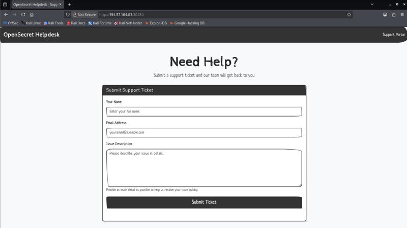 OpenSecret Helpdesk Homepage